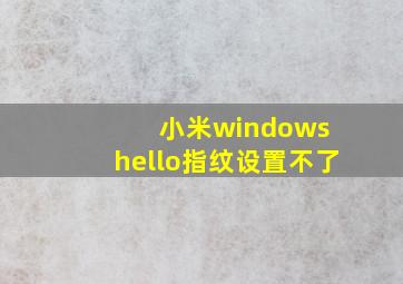 小米windows hello指纹设置不了